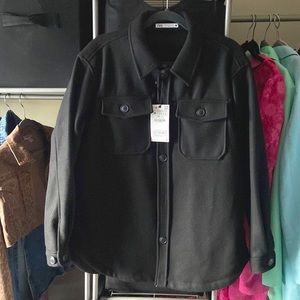 Zara shirt jacket in the color black